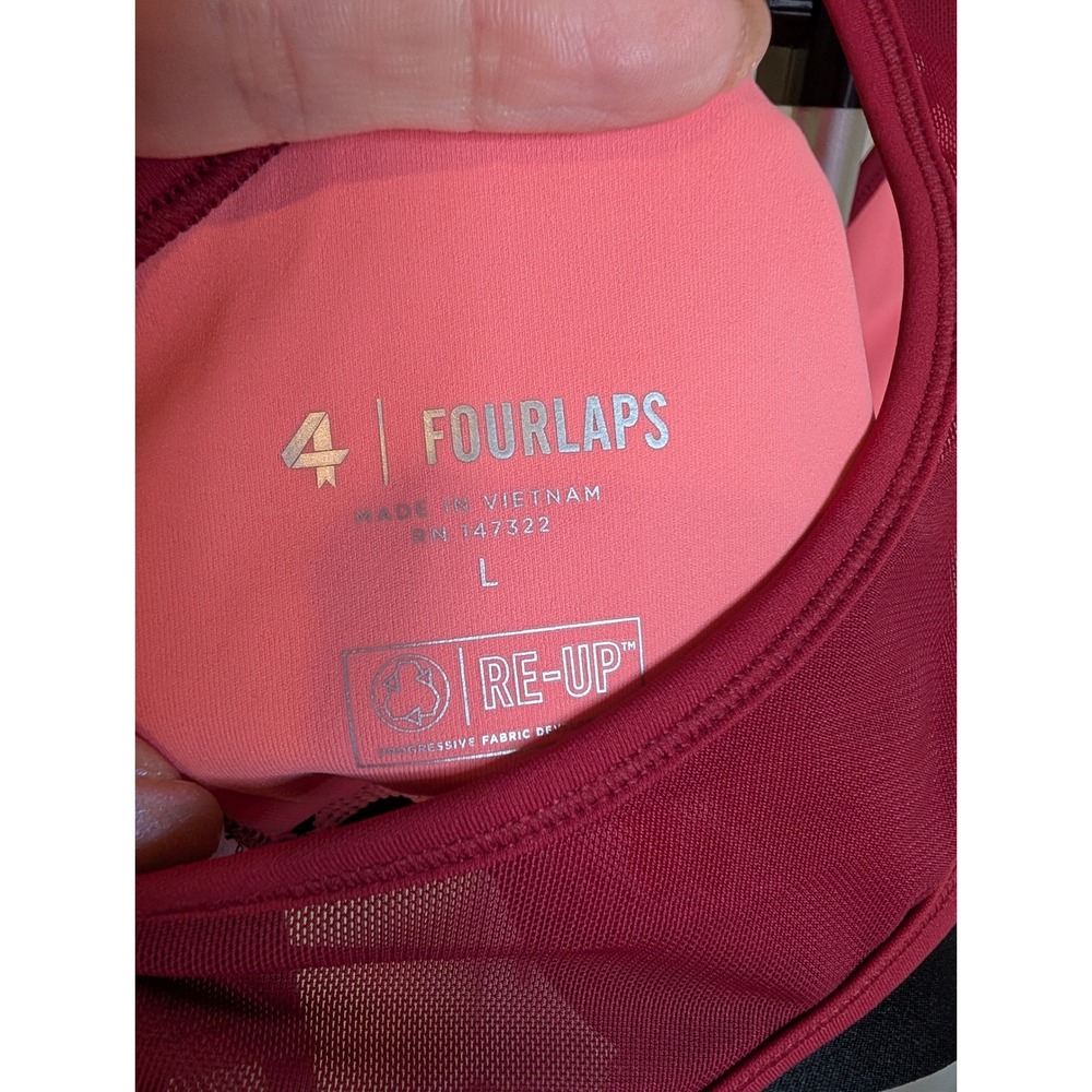 Fourlaps Circuit Sports Bra Pink Red Racerback Mesh Workout NWT - Size L - Picture 6 of 7